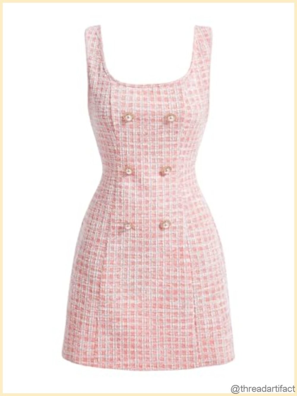 Plaid Tweed Sleeveless Square Neck Work Mini Dress